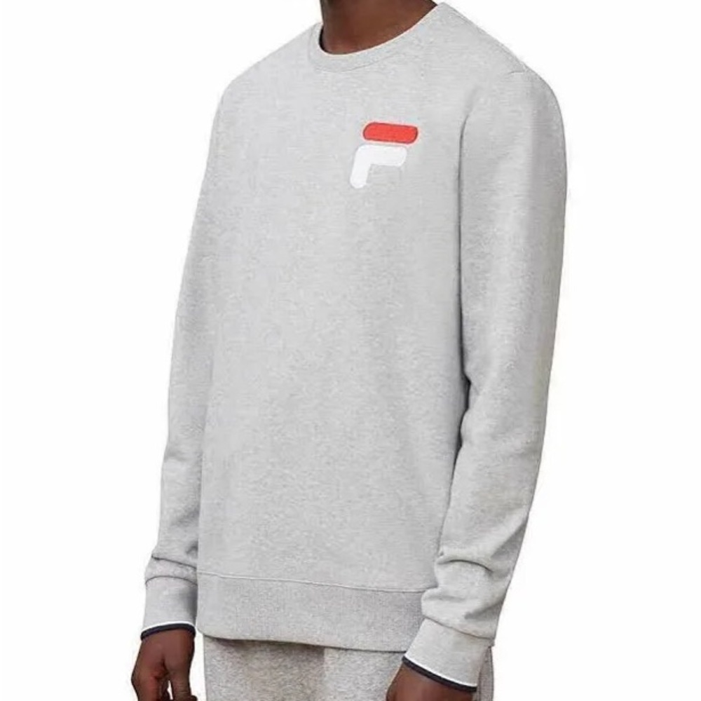 Fila Grey Embroidered Logo Pullover Sweatshirt Crew Neck Streetwear 90s